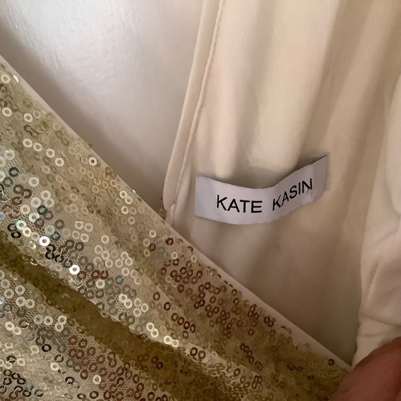 NWOT New Kate Kasin Gold Metallic Formal Gown, Size XS - Picture 8 of 14